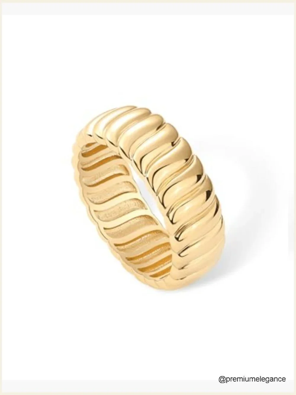 Chunky 7mm Gold Plated Statement Ring Stackable Wide Band